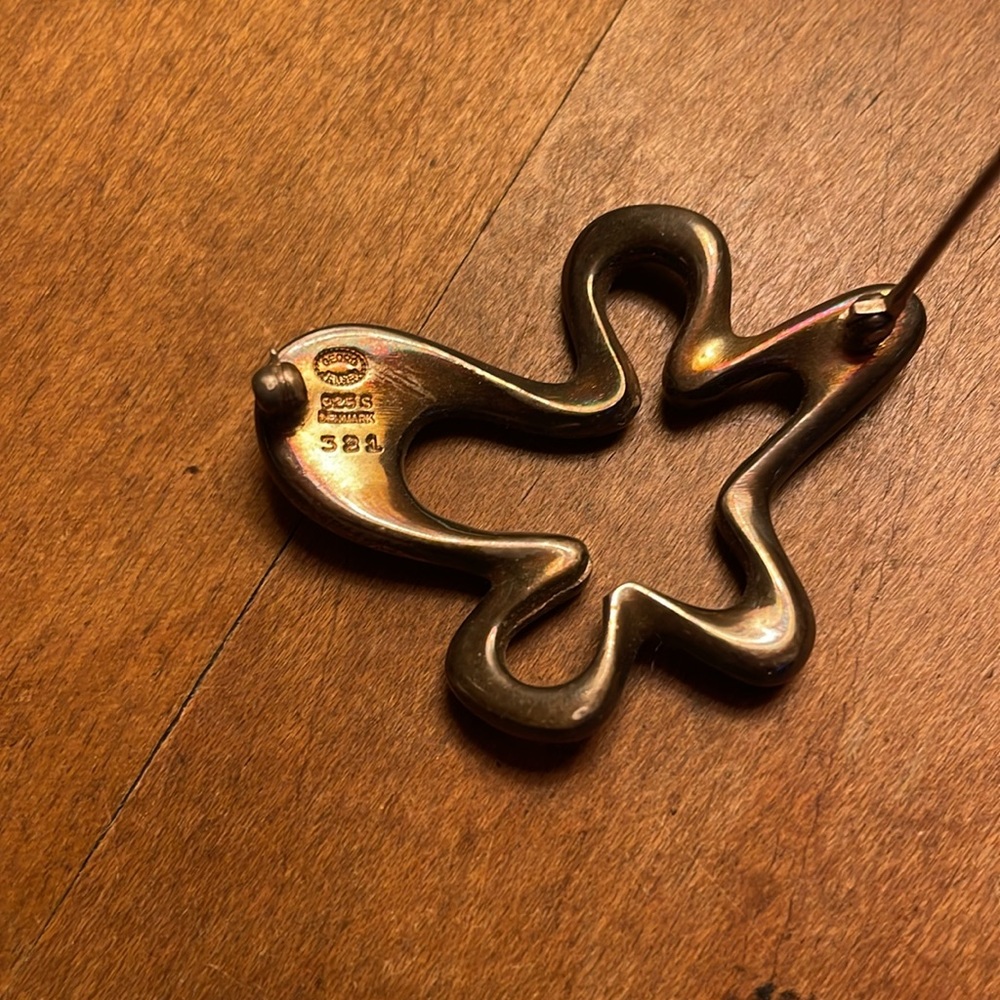 GEORG JENSEN DENMARK STERLING SILVER PIN/BROOCH #321 "Splash" by HENNING KOPPEL - Picture 2 of 5